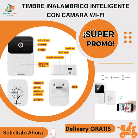 Image of Timbre Inalámbrico Inteligente con Cámara WIFI