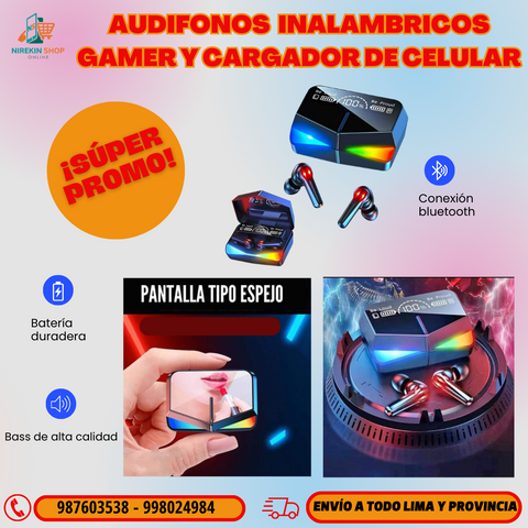 Image of Audífonos Inalámbricos Gamer y Cargador de Celular