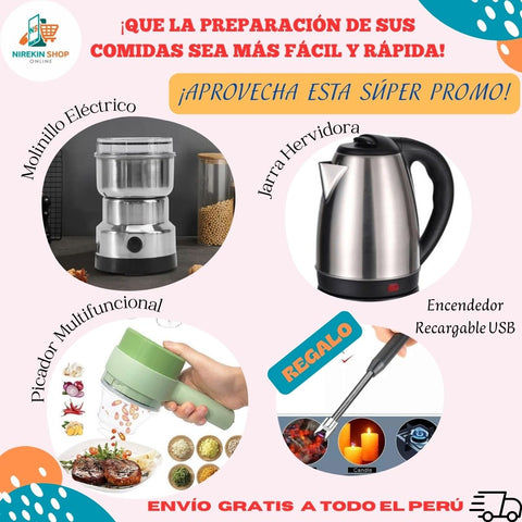 Image of Combo 1: Mini Molinillo Eléctrico + Jarra Hervidora + Picador Multifuncional
