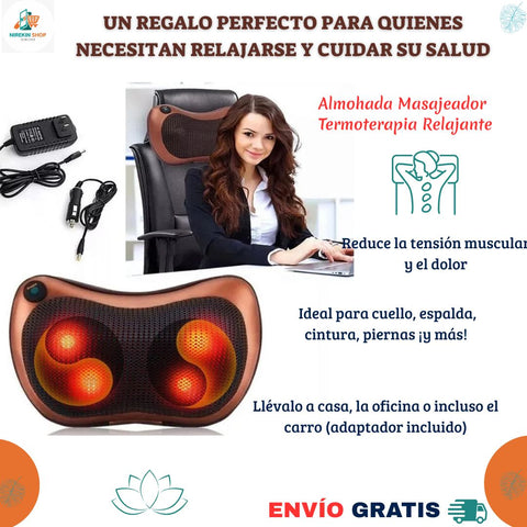 Image of Almohada Masajeador Shiatsu Termoterapia Relajante