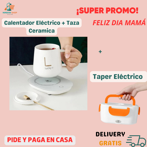 Image of PROMO DIA DE LA MADRE: Calentador Eléctrico Inteligente + Taza Cerámica + Táper Eléctrico Portátil