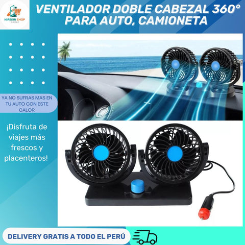 Image of VENTILADOR DOBLE CABEZAL 360° PARA AUTO, CAMIONETA